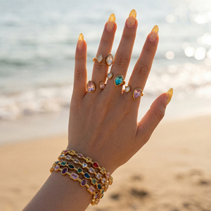 NUEVA PENDIENTE DE PULSERA BOHO DE VERANO CON ZIRCÓN EN FORMA DE LÁGRIMA, ESTILO MAR EGEO, Dazan INS, Chapado en Oro de 18k, Acero Inoxidable, Joyería para Mujer - Product Image 1