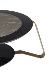 Table basse de luxe moderne en marbre blanc Calacatta d'hôtel de mariage rond noir profond pour la fête d'événement - Product Image 3