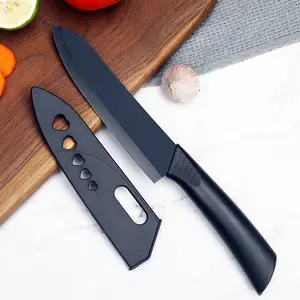 Juego de cuchillos de cocina con cubierta protectora, cortador de fruta, rebanador de Chef, color negro