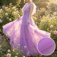 Tissu en maille 100 % polyester de haute qualité, 20 g/m², dense, écologique, respirant, léger et doux, idéal pour les robes de mariée
