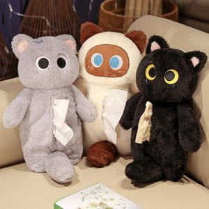 Estuche de lápices de gato de ojos grandes de dibujos animados personalizados, juguete de peluche curativo, bolsa de almacenamiento creativa, caja de pañuelos de felpa para niñas - Product Image 3