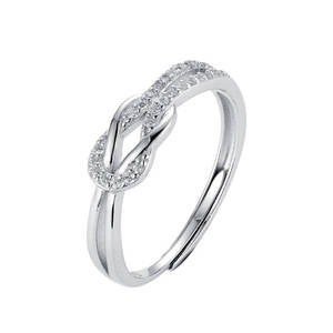 Joyería al por Mayor de Alta Calidad, Anillo Ajustable con Cristales Pavé y Nudo de Amor Retorcido para Mujer - Product Image 1