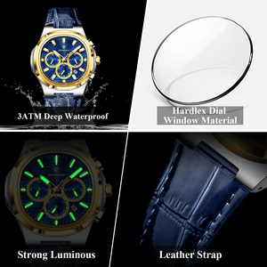 Reloj de Cuarzo para Hombre Poedagar 834, Resistente al Agua, Correa de Cuero Luminosa, Cronógrafo, Listo para Enviar, Reloj de Pulsera para Negocios, Venta al Por Mayor - Product Image 5