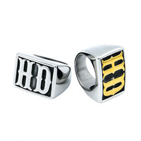 Bague en acier inoxydable avec lettre gothique, bague signet initiale en émail noir, bague épaisse style Hip Hop pour hommes et femmes, bijoux punk et motard