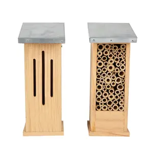 Boîte à panures pinson sur mesure en métal Boîte à insectes en bois de cèdre Hôtel Nid d'abeille Bug Butterfly Coccinelle Hôtel Maison à insectes en bois