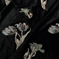 Tissu en velours de polyester tricoté chaîne avec broderie de perles et de sequins, matériau haut de gamme pour vêtements et sacs