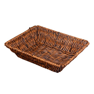 Oval Plastic Woven Imitation Rattan <b>Basket</b> For Fruit Vegetable Snack <b>Bread</b> Steamed Bun Storage Food Use - Product Image 2