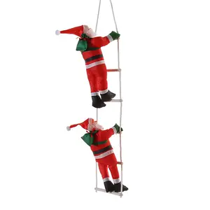 Novelty Party Christmas Hanging Ornaments Santa Claus Climbing on Rope Ladder for Festival Party