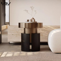 Villa de style design pour le salon table d'appoint ronde dorée hôtel cadre en métal canapé table d'angle meubles