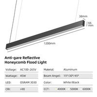 Suspension LED Linéaire Minimaliste Moderne en Aluminium pour Bureau, Diffuseur Anti-Éblouissement Nid d'Abeille, Luminaire Suspendu Dimmable