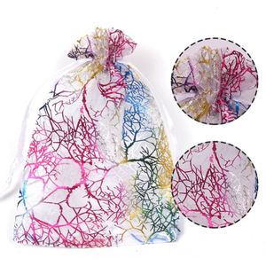 Sac en organza imprimé corail avec cordon 13x18cm, sac cadeau en maille, pochette cadeau pour boucles d'oreilles et colliers pour la Saint-Valentin - Product Image 6