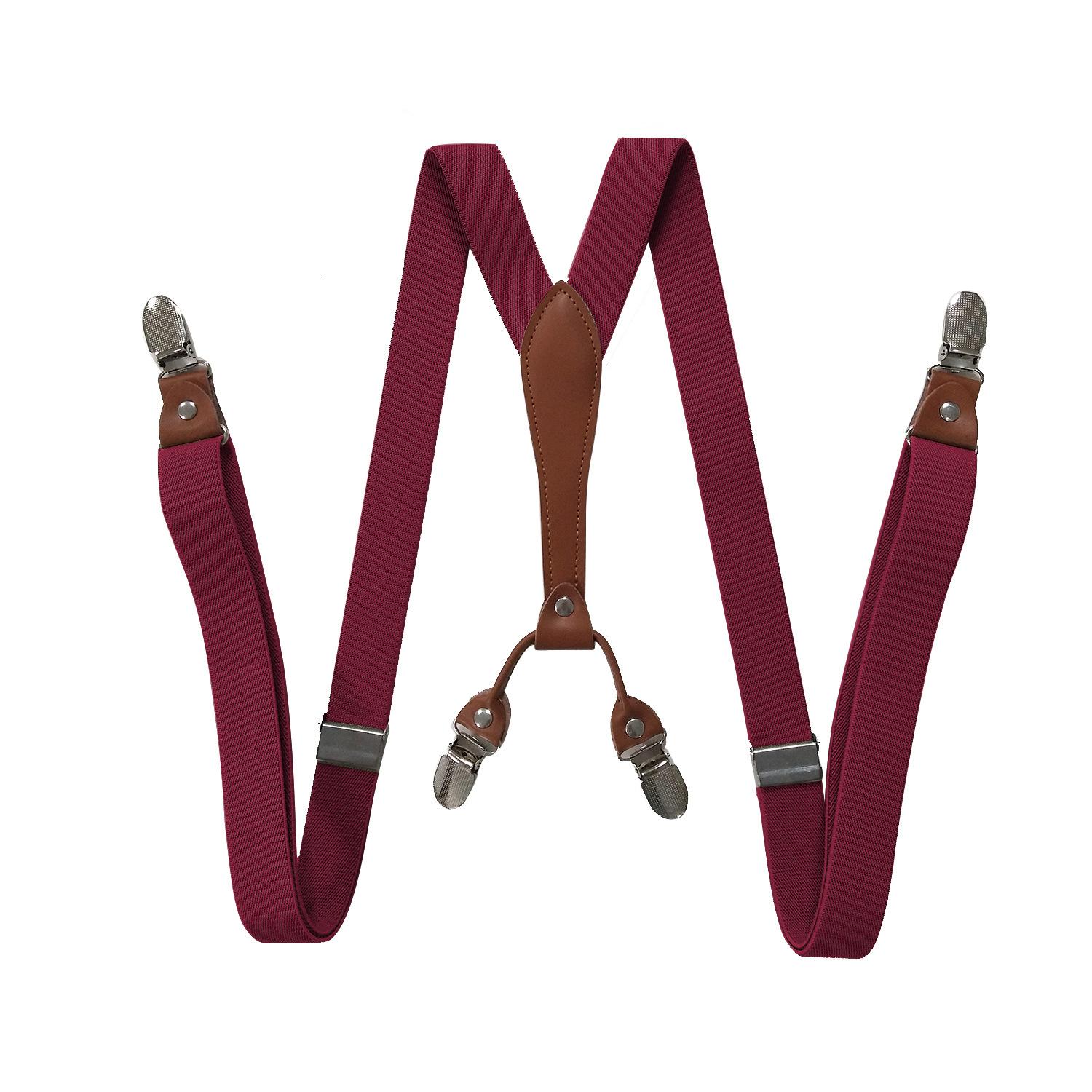 2.5 Tête en cuir à quatre clips pour dames adultes - bordeaux