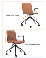 Chaise de bureau pivotante moderne en cuir PU, réglable en hauteur, avec vérin à gaz de classe 3 et base métallique à 5 étoiles – Chaise de conférence et de loisirs confortable