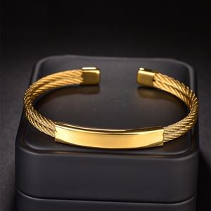 2023 Bracelets sans ternissement câble métallique en acier inoxydable <span class=keywords><strong>Bracelet</strong></span> ouvert <span class=keywords><strong>Bracelet</strong></span> de manchette personnalisé de haute qualité pour femmes hommes - Product Image 6