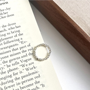 925 Sterling Silver Bead <b>Ring</b> Elastic Cord Minimalist Korean Style Unisex Everyday Wear Jewelry - Product Image 2