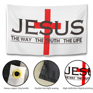 Bandera <span class=keywords><strong>de</strong></span> Jesús, el Camino, <span class=keywords><strong>la</strong></span> <span class=keywords><strong>Verdad</strong></span> y <span class=keywords><strong>la</strong></span> Vida, 3x5 pies, Cruz Cristiana, Bandera Religiosa para Decoración <span class=keywords><strong>de</strong></span> Pared <span class=keywords><strong>de</strong></span> Iglesia u Hogar - Product Image 3