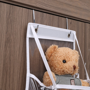 Hanging Closet Organizer With Hooks White Non-Woven Fabric Multi-Purpose Storage Bag For Toys And Clothes Door Wall Mount - Product Image 2