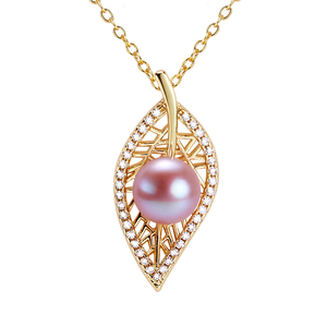 <span class=keywords><strong>Collana</strong></span> di <span class=keywords><strong>Perle</strong></span> d'Acqua Dolce Naturali con Ciondolo a Foglia SHDIYAYUN, Gioielli per Donna - Product Image 1