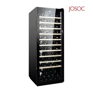 Josao 200L立式压缩机酒柜酒窖冰箱100瓶酒柜，带4根电线/沙滩木质搁板