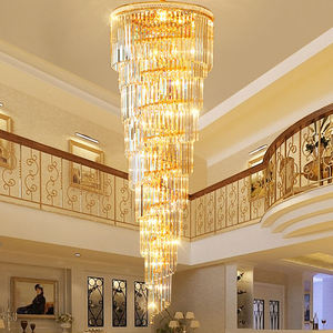 Decoración colgante Luz Hotel extra grande largo espiral araña de cristal de lujo para Villa escalera - Product Image 6