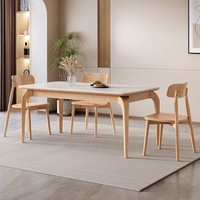 Ensemble Table à Manger et Chaises Style Nordique Luxe Moderne, Rectangle en Marbre et Bois Massif, 4 à 6 Places – Magnifiques Designs pour Petit Mobilier Complet