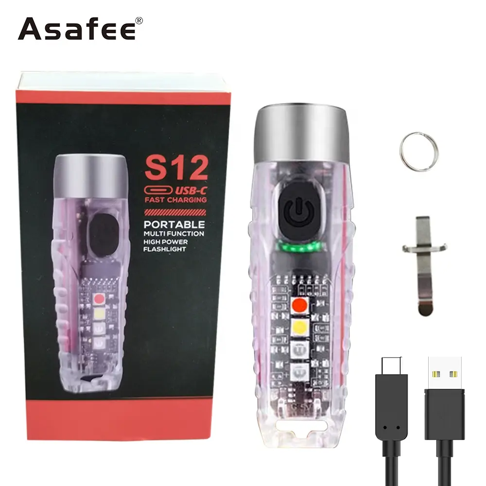 Asafee Новый миниатюрный мощный брелок для ключей, водонепроницаемый светодиодный фонарик для повседневного использования с магнитом и зажимом OEM ODM