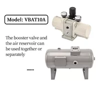 Pompe de surpression d'air VBAT10A, ensemble complet avec réservoir de 10 L et régulateur, faible bruit, qualité industrielle, conception durable