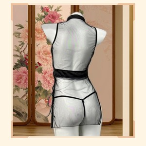 Golden Shuttle Fun Lingerie Sexy Cheongsam Transparent Ouvert Entrejambe Aucun Enlèvement Ensemble Noir Costume Femme 78 - Product Image 3
