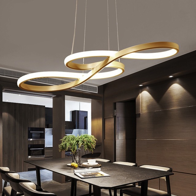 Zeal Lighting Designer Minimalist Nordic Iron Curved Linear Ring Pendant Lights for Restaurant Kitchen