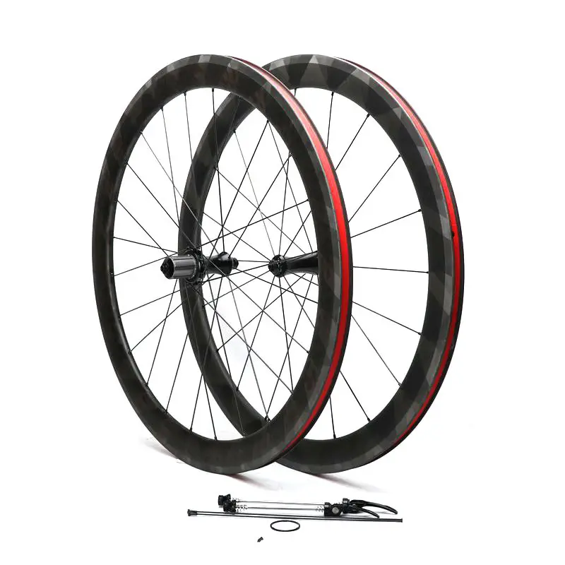 New Ultralight Road Bicycle Wheelset 700C 50mm Carbon Fiber 20 24 Hub Holes Bike Wheelset V Brake Wheels For 11S