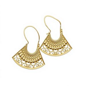 Pendientes de Estilo Vintage Chapados en Oro con Forma de Latón para Bodas, Joyería Fina para Mujer - Product Image 1