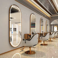 Miroir de salon de coiffure à LED, grand miroir mural de style barbier, pour le maquillage et la beauté, vente chaude