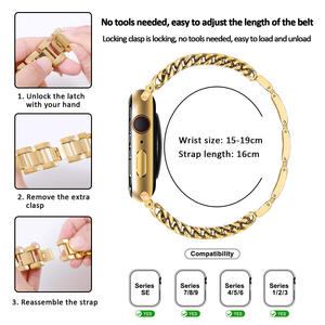 Correa de reloj SmartWin de acero inoxidable para mujer Apple Watch Series 10 9 8 7 6 5 Ultra 2, pulsera de repuesto con correa de Metal - Product Image 4