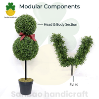 Arbre topiaire artificiel en buis en forme de lapin, plante artificielle décorative en pot