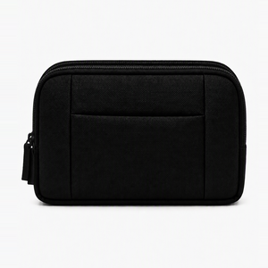 Elegante Estuche Cosmético de Gran Capacidad de Poliéster con Doble Cremallera, Organizador de Artículos de Aseo Portátil para Viajes, Producto Reciclable para Artículos de Belleza - Product Image 2