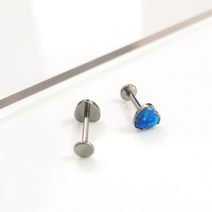 Evorte - Piercing Labret de Titanio ASTM F136 con Baño de Plata, Diseño Moderno con Rosca Interna, Anillo para Labios con Ópalo en Forma de Corazón, Joyería para <span class=keywords><strong>Hombre</strong></span> y Mujer - Product Image 3