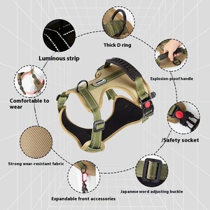 Tali kekang anjing reflektif multiwarna, dapat disesuaikan untuk anjing kecil hingga besar, perlengkapan keamanan hewan peliharaan tahan lama dengan gesper pengunci - Product Image 4