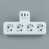 AB Schuko 4'lü Priz T Şekilli Fiş Adaptörü Anahtarlı 2USB+PD Tip-C Hızlı Şarj Maks 2500W Duvar Priz Bölücü