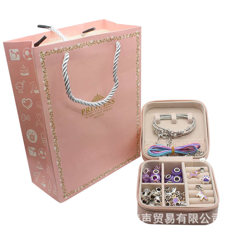 Beaded Bracelet Gift Set - Purple Jewelry Box