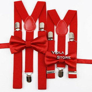 Conjunto de <span class=keywords><strong>Tirantes</strong></span> Sólidos de 2.5cm y Pajarita Brillante para Hombres y Niños, Rojo Marrón, Poliéster, <span class=keywords><strong>Tirantes</strong></span> en Y con Diseño de Mariposa, Accesorio para Camisa y Pantalones para Fiestas y Cenas - Product Image 4