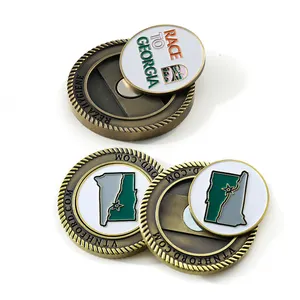 Bulk Sport Baan Afstand 3d Disc Poker Chip Custom Metalen Magnetische Golfbal Marker/Golf Marker Hoed Clip