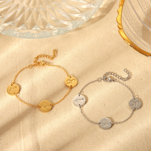 Islamico musulmano DIY Laser incisa formato personalizzato Tri oro moneta in acciaio inox bracciale per gli uomini e le donne stile arabico regalo personalizzato - Product Image 2