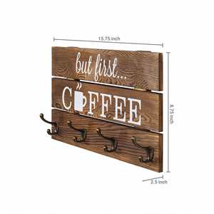 Support mural rustique en bois pour tasses à café, décoration de cuisine, rangement et collection, style ferme - Product Image 3