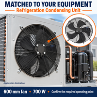 Ventilateur industriel puissant à haut débit d'air 10000m3/h, 600mm, 700W, ventilateur à rotor externe pour unité de condensation de réfrigération