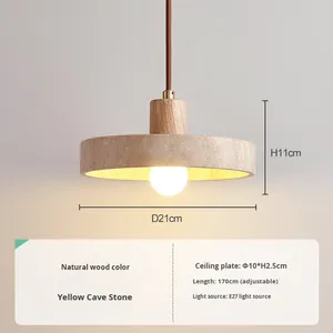 Lampada a Sospensione LED in Travertino Giallo Stile Wabi-Sabi Giapponese 3CCT-Stile Nordico per Illuminazione di Ristoranti, Bar, Case Vacanza e Camere degli Ospiti - Product Image 4