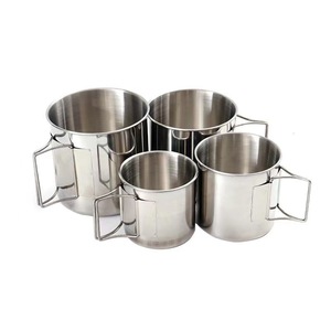 304 Stainless Steel Outdoor Mug With Foldable Handle Lightweight Portable Camping Tea Beer Cup - Product Image 5