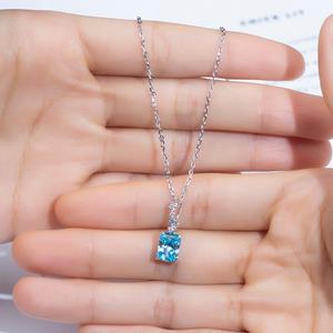 Bijoux Messi MSN-775 Or blanc 18 carats Aquamarine de laboratoire Saphir de laboratoire Bijoux fins Pendentifs - Product Image 3