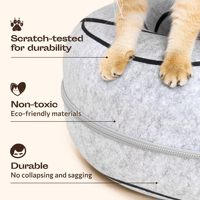 Lit tunnel pour chat en feutre de laine gris, durable et respirant, amovible et lavable, avec double trou, nid de jeu
