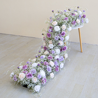 LFB26023 Lila Witte Baby's Adem Hangende Bloemengang Rozen Kunstbloemen Rij voor Bruiloft Gangpad Podium Decoratie