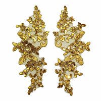 Paire de motifs floraux en dentelle à sequins brodés, appliqués à coudre, pour col de robe, patch, pour robe de mariée, artisanat DIY